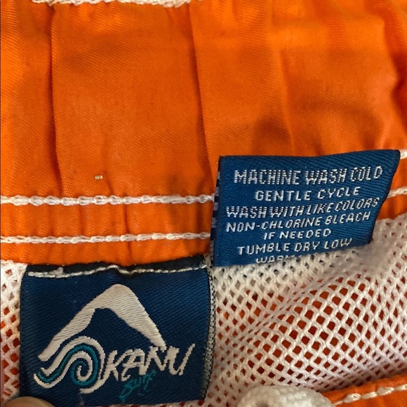 Bright Orange Cargo Shorts with White Accents - Picture 2 of 8